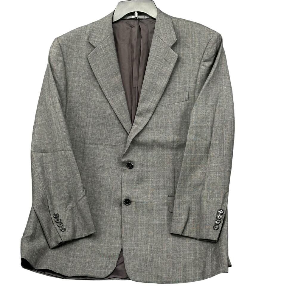 Vintage Hickey Freeman Suit Jacket Mens 44R Gray Loro Piana Tasmanian Super 130s